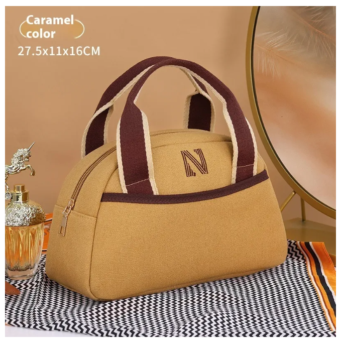 Canvas Makeup Bag with Partitioned Storage