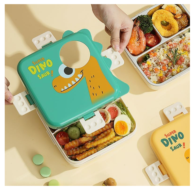 Multi Compartment Eye Design Stainless Steel Lunch Box with Spoon Cup