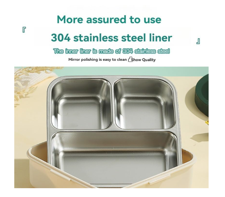 Multi Compartment Eye Design Stainless Steel Lunch Box with Spoon Cup