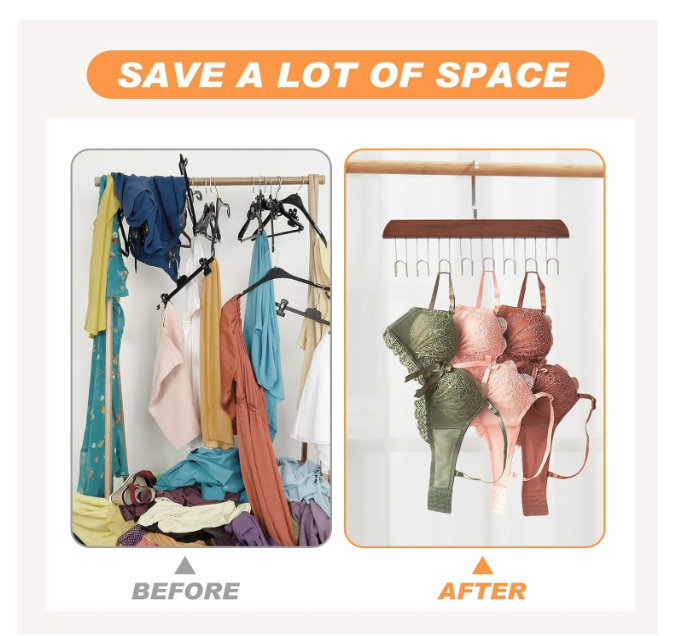 Multifunctional Non-Slip Storage Hangers with 8 Hooks 360 Degree Swivel Wooden Belt Hanger for Home Closet Clothing Storage Organization