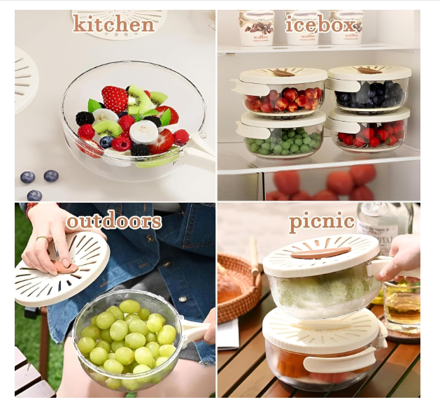Multifunctional Fruit and Vegetable Washing Bowl, Draining Bowl Mixing Bowl with Colander