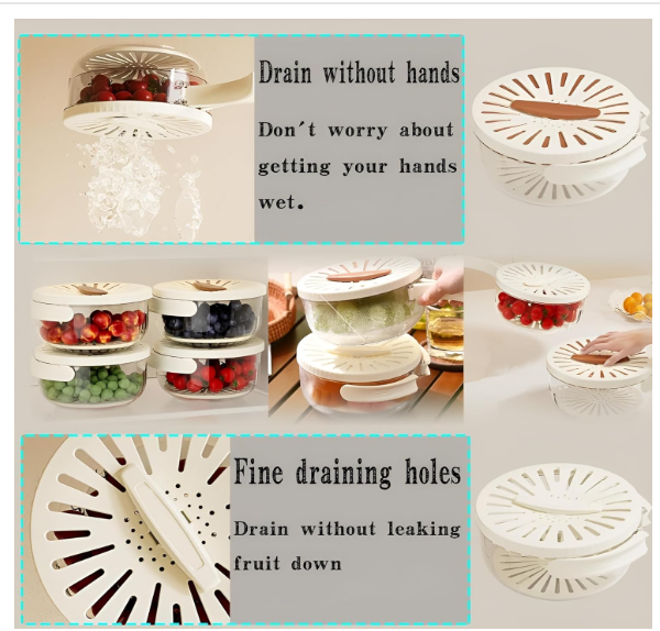 Multifunctional Fruit and Vegetable Washing Bowl, Draining Bowl Mixing Bowl with Colander