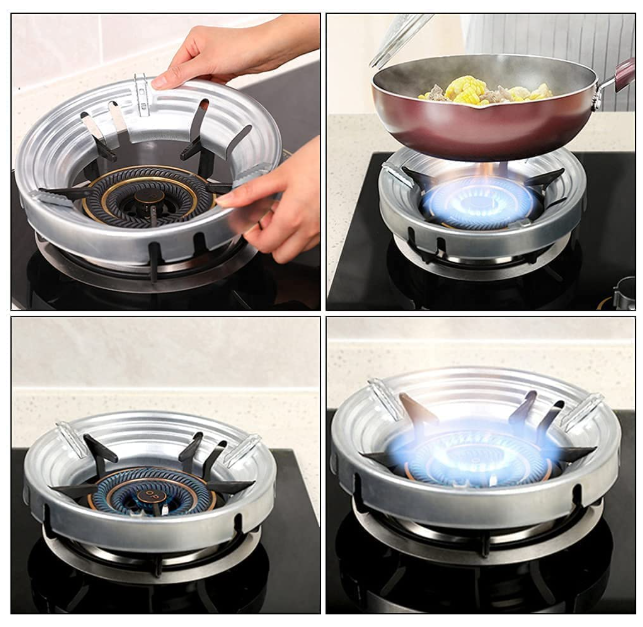 Gas Stove Burner Wok Stand Support, Gas Stove Burner Cover, Wind Shield Energy Saver, Heat Diffuser For Cooktop Range