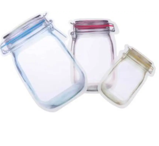 Jar Pouch for Food Storage , Ziplock Bags Reusable Airtight Seal Storage Bags Plastic Storage Pouch (Pack of 3)