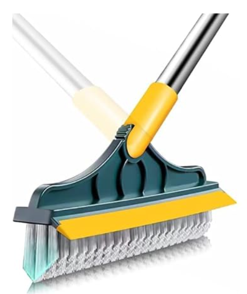 Bathroom Cleaning Brush with Wiper 2 in 1 Tiles Cleaning Brush Floor Scrub Bathroom Brush with Long Handle 120° Rotate Bathroom Floor Cleaning Brush (2 in 1 Cleaning Brush)