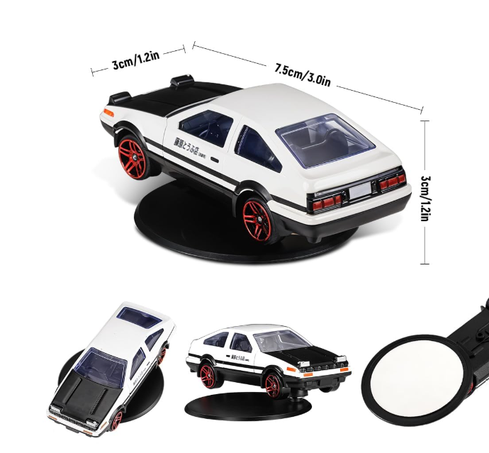 Drifting Car Model with Self Adhesive Base Alloy Initial D Car Dashboard Charm, Desk Decor, Room Decor, Birthday Gift, Collectible Drift Car Model