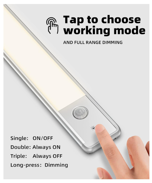 Rechargeable Motion Sensor Under Cabinet Light for Kitchen, Wardrobe, Stairs, Bedroom, Hallway