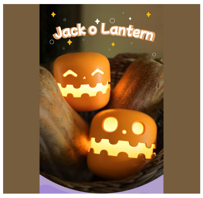 Halloween Pumpkin Night Lights with Smiling Face
