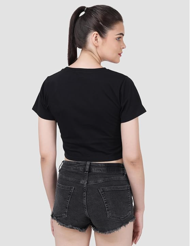 Essential Solid Black Crop Top – Soft, Stretchy & Stylish