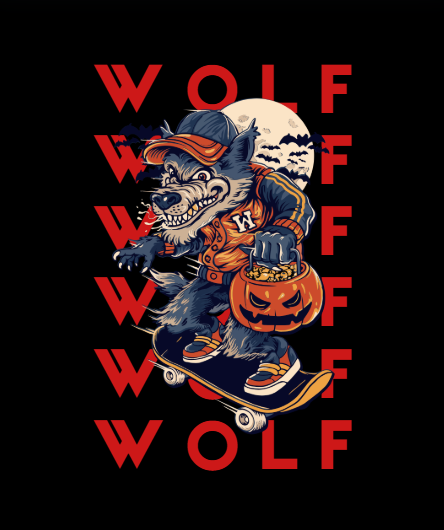Howl You Doing'? —Oversize Retro Skater Wolf Halloween T-Shirt