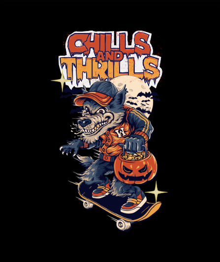 Chills and Thrills - Werewolf Skate Oversized T-shirt