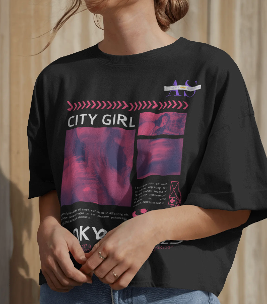 CITY GIRL – Tokyo Vibes Oversized Terry Tee for Women | ASTER STORE