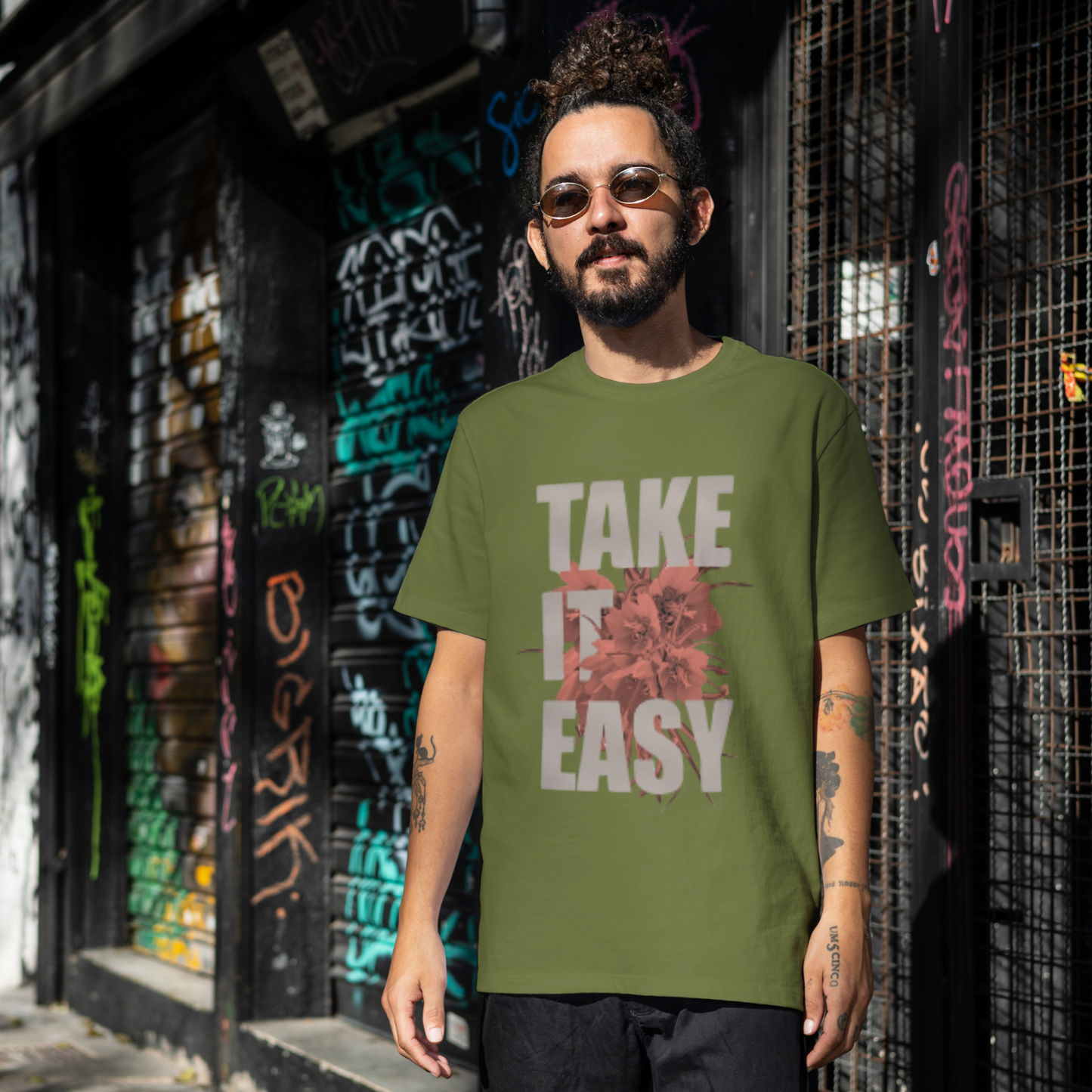 TAKE IT EASY Floral Graphic Tee – Unisex Vibe