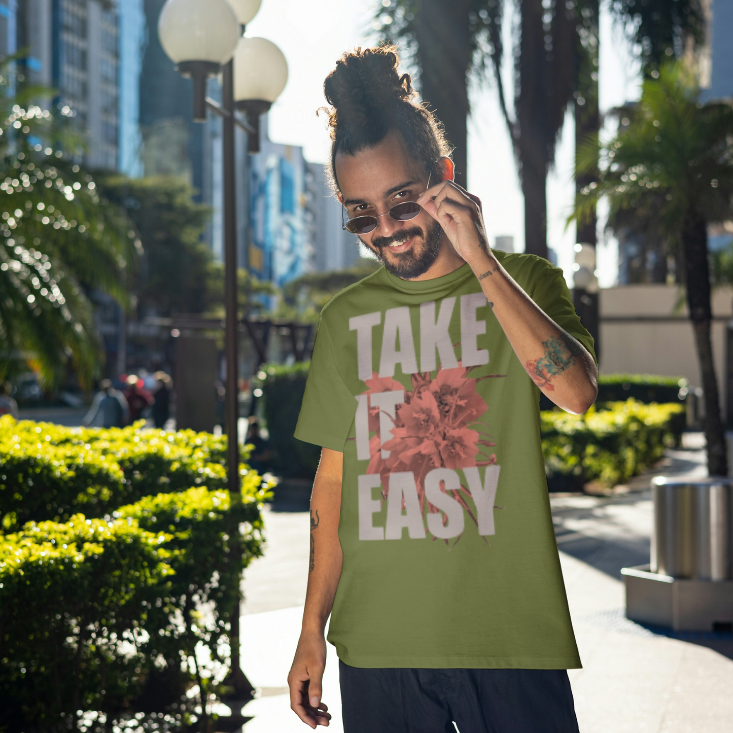 TAKE IT EASY Floral Graphic Tee – Unisex Vibe