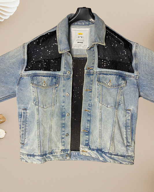 Midnight Sparkle Acid-Wash Denim Jacket – Limited Edition by ASTER STORE