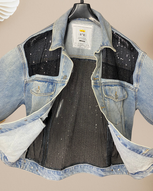 Midnight Sparkle Acid-Wash Denim Jacket – Limited Edition by ASTER STORE