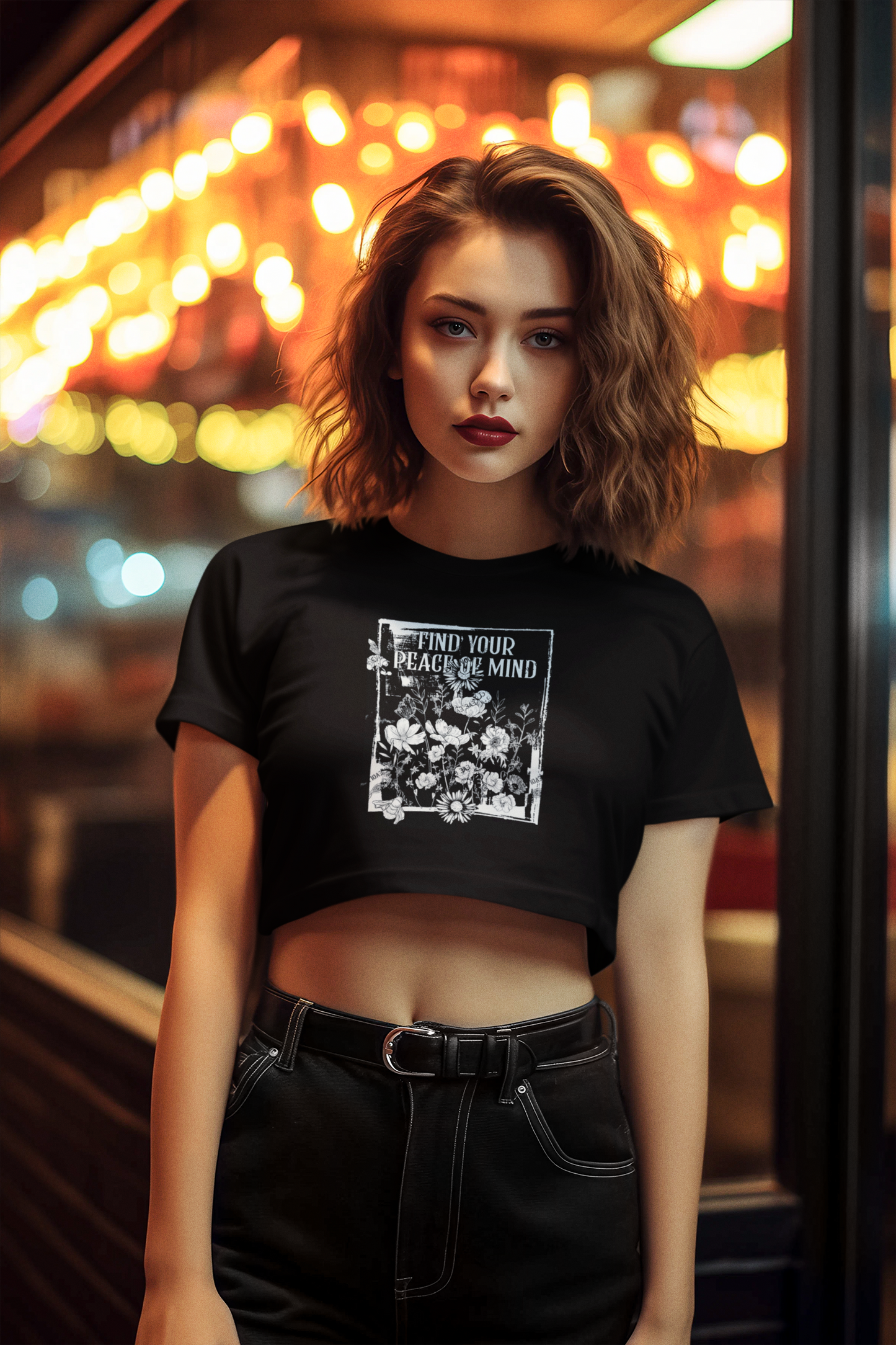 “Peace of Mind” Premium Graphic Crop Tee – ASTER Women’s Edit