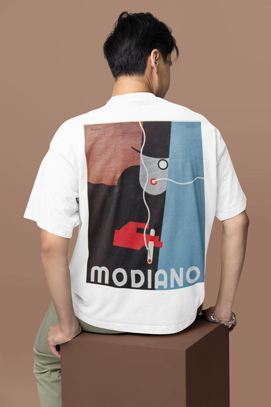 White Terry Oversized T-Shirt with Modiano Art Print