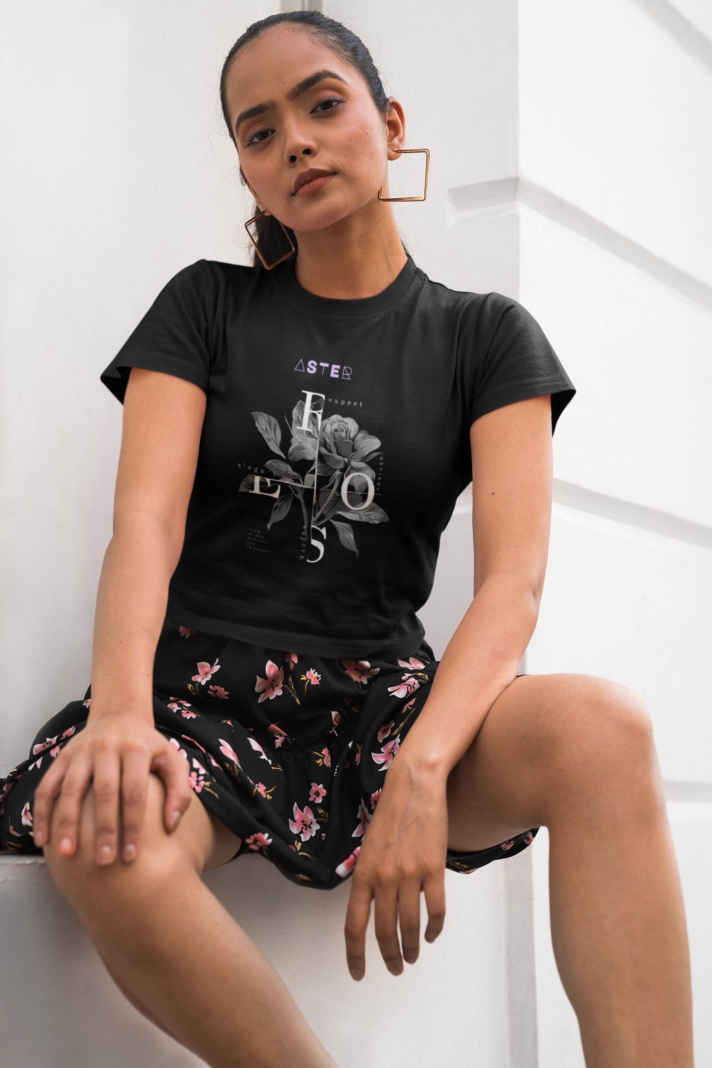 “Rose Reverie” Luxe Graphic Crop Top – ASTER STORE
