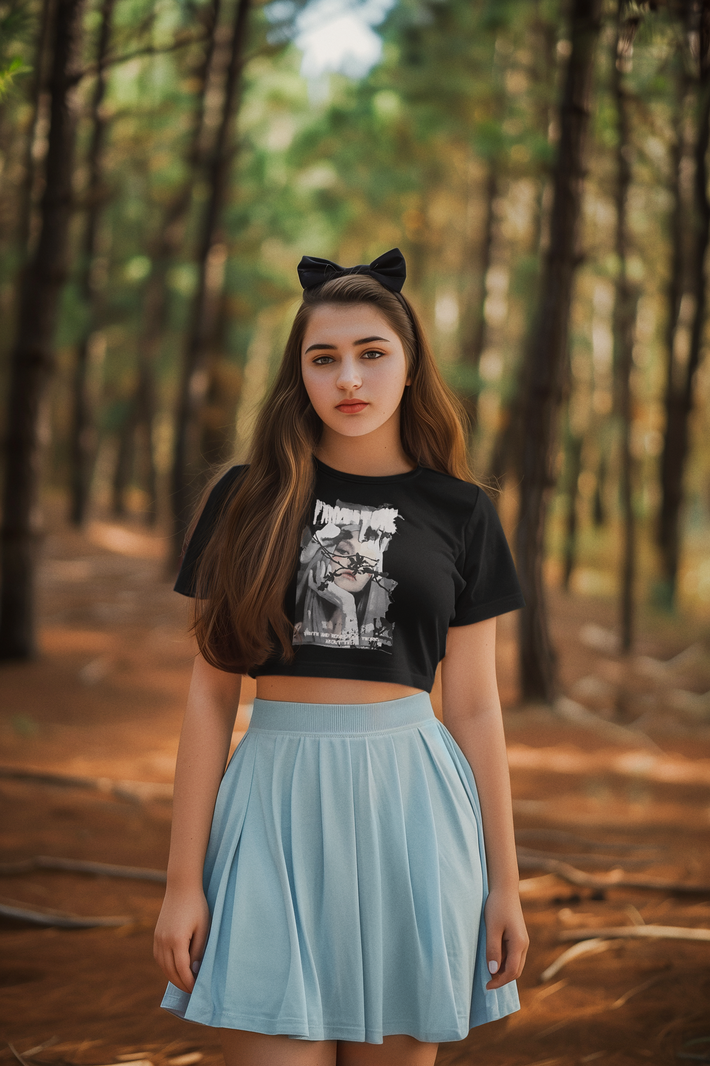 “Fading Thoughts” Graphic Crop Tee – ASTER Women’s Noir Collection