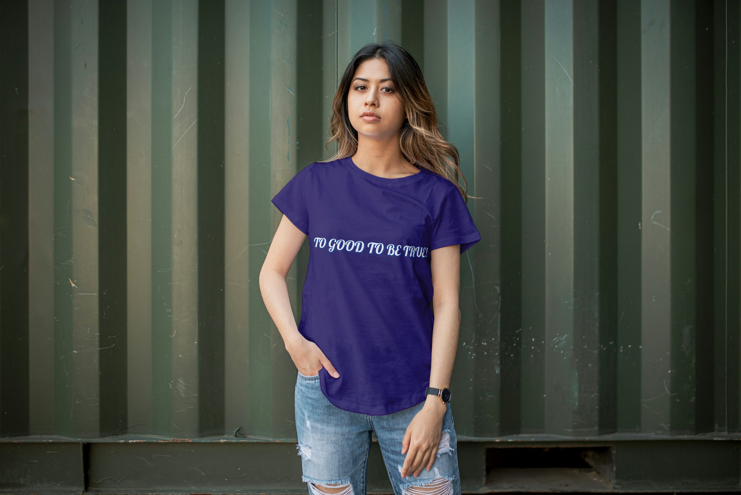 "TOO GOOD TO BE TRUE" Oversized Graphic Tee – Navy Edition by ASTER STORE