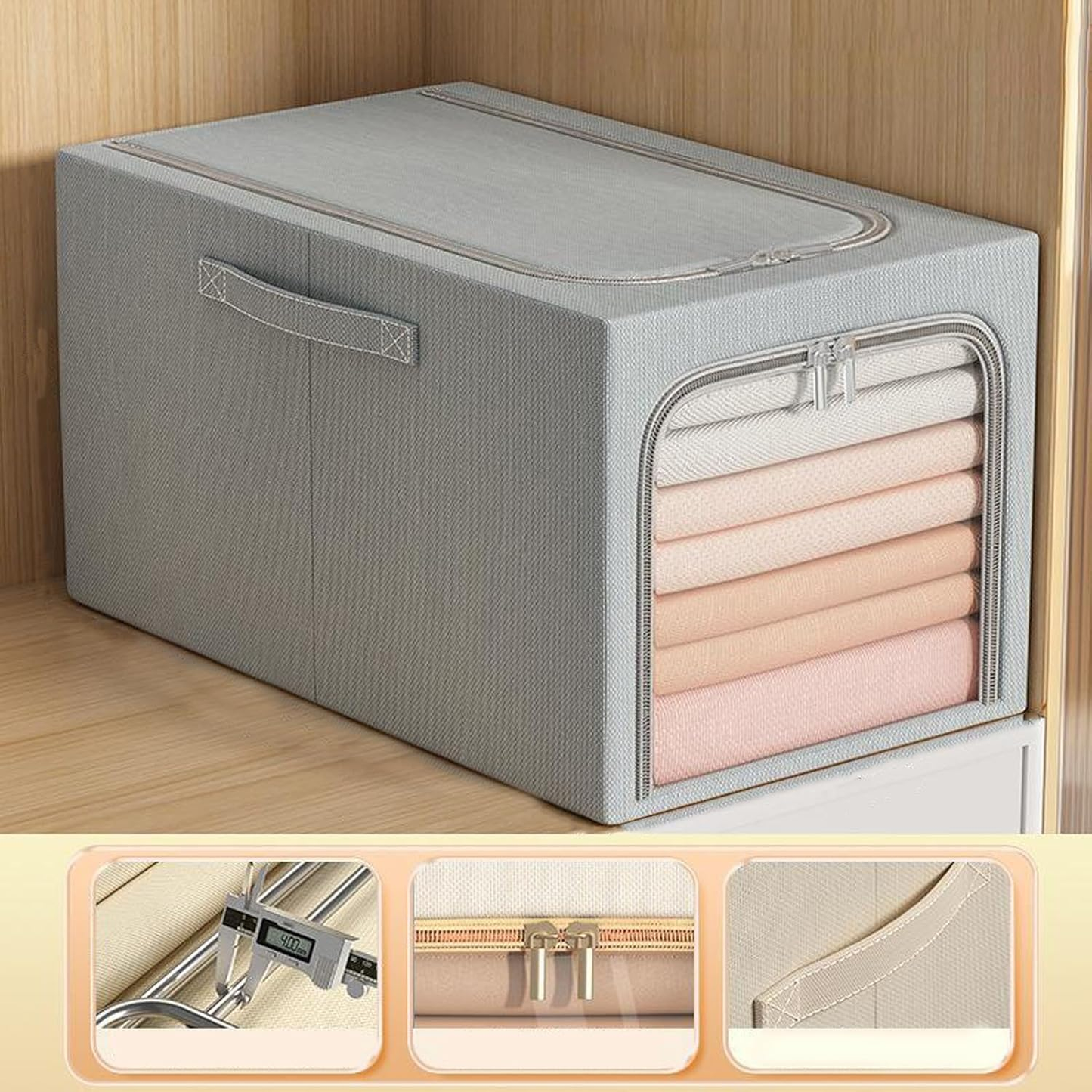 Alloy Steel 31L Foldable Steel Frame Clothes Organizer Storage Box