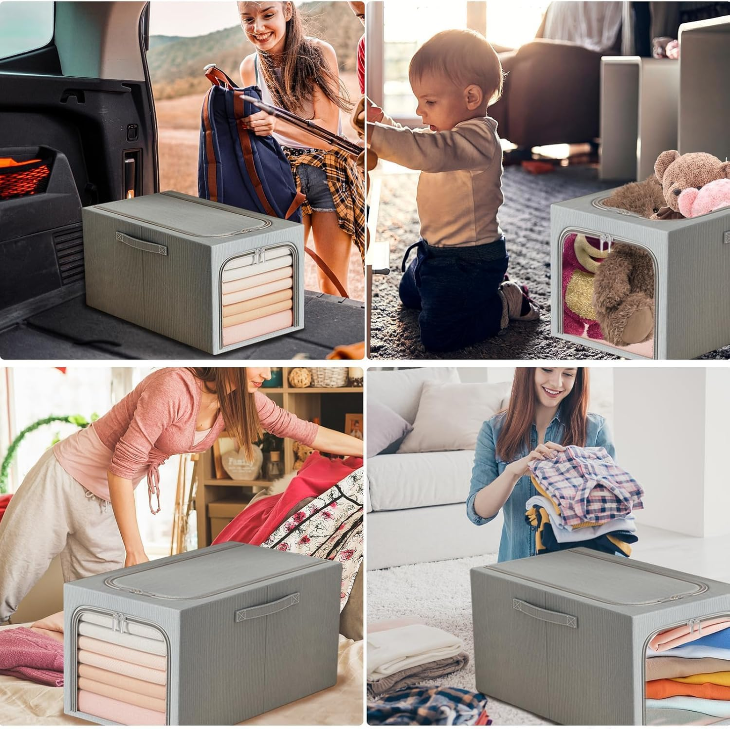 Alloy Steel 31L Foldable Steel Frame Clothes Organizer Storage Box