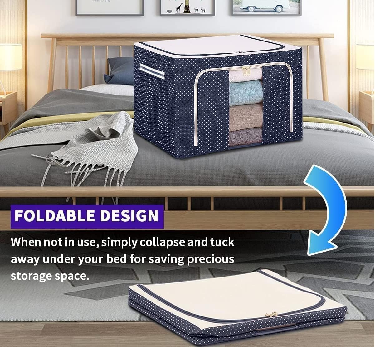 Storage Box| 55 ltr Wardrobe Organizer (Blue)