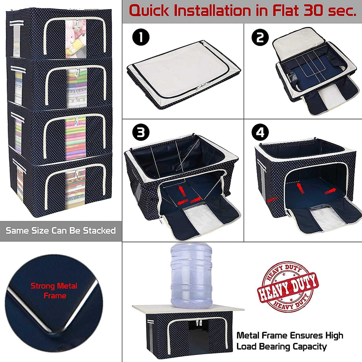 Storage Box| 55 ltr Wardrobe Organizer (Blue)