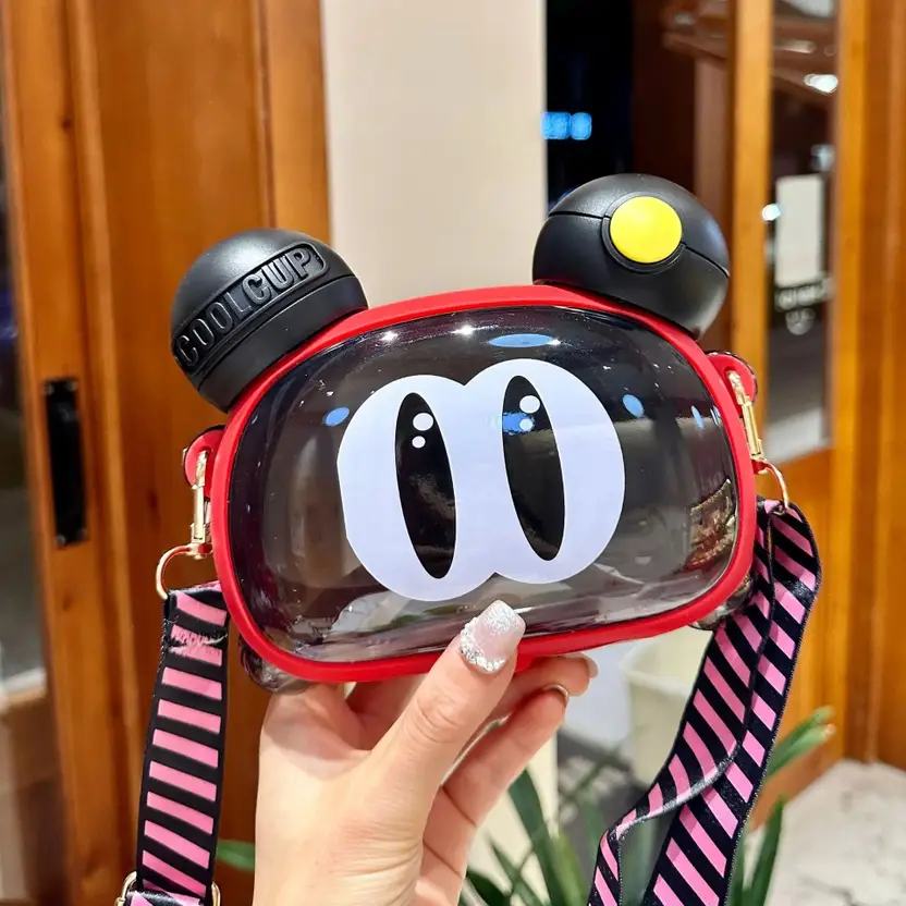 Kids Double Drinking Plastic Cups Water Bottle Cute 800ml 800 ml Bottle  (Pack of 1, Multicolor, Plastic)