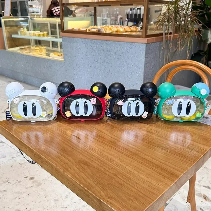 Kids Double Drinking Plastic Cups Water Bottle Cute 800ml 800 ml Bottle  (Pack of 1, Multicolor, Plastic)