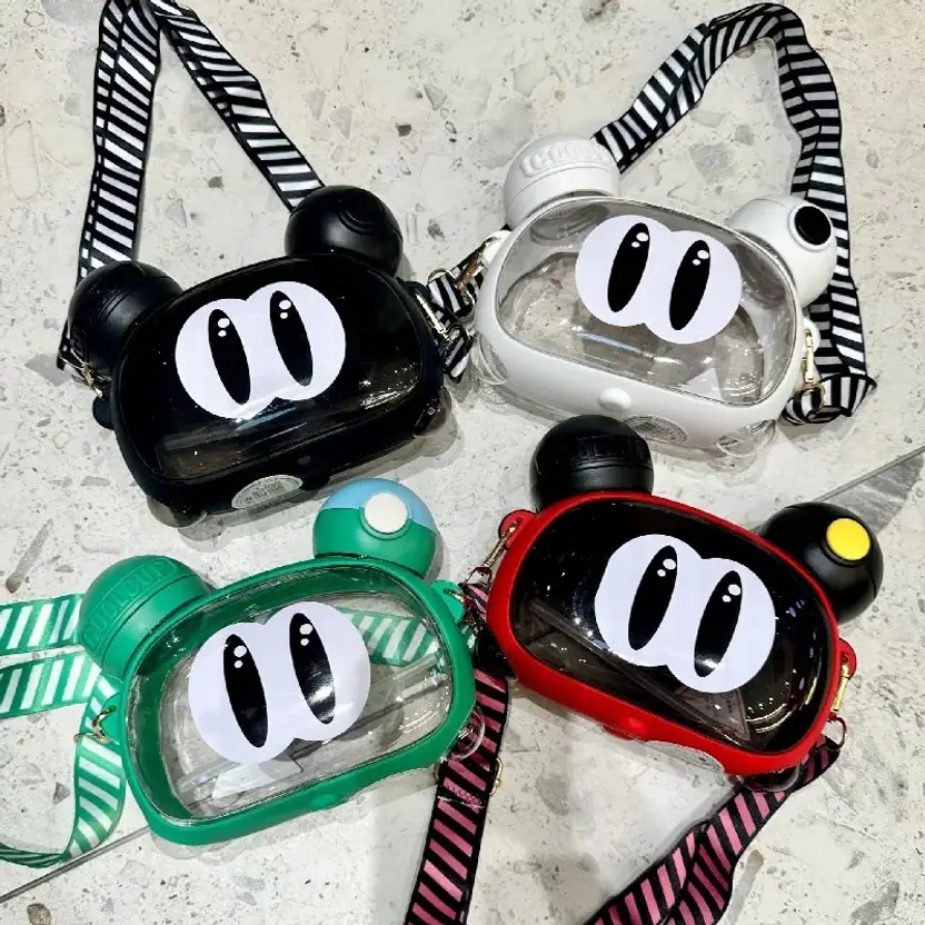 Kids Double Drinking Plastic Cups Water Bottle Cute 800ml 800 ml Bottle  (Pack of 1, Multicolor, Plastic)