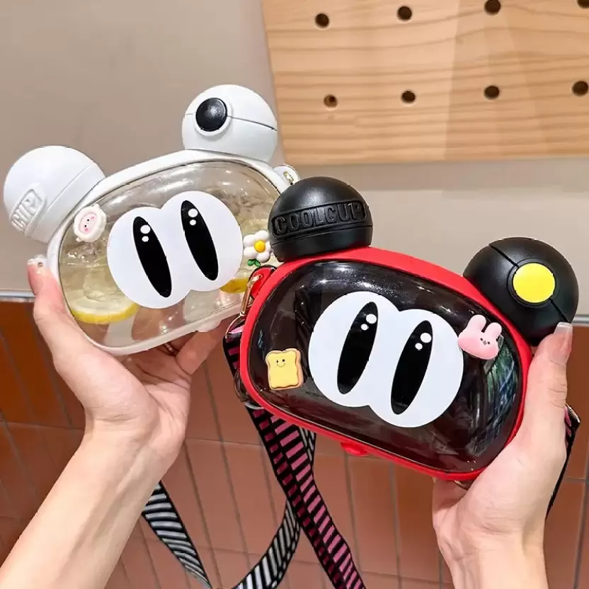 Kids Double Drinking Plastic Cups Water Bottle Cute 800ml 800 ml Bottle  (Pack of 1, Multicolor, Plastic)