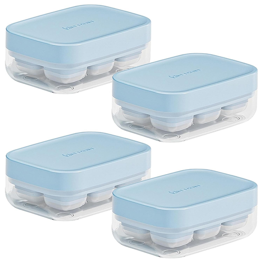 Small Pop-up Ice Cube Tray, 6 Compartment Ice Cube Tray(Blue, 4 Piece)