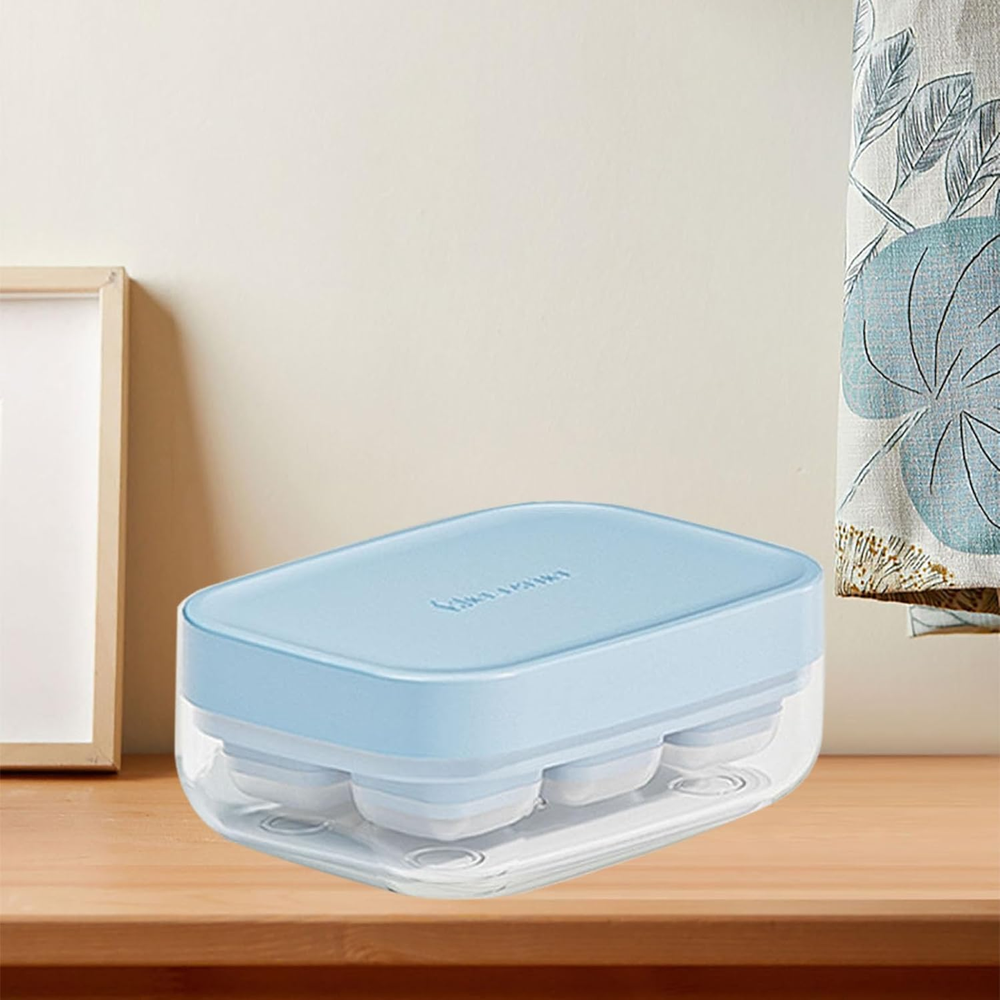 Small Pop-up Ice Cube Tray, 6 Compartment Ice Cube Tray(Blue, 4 Piece)