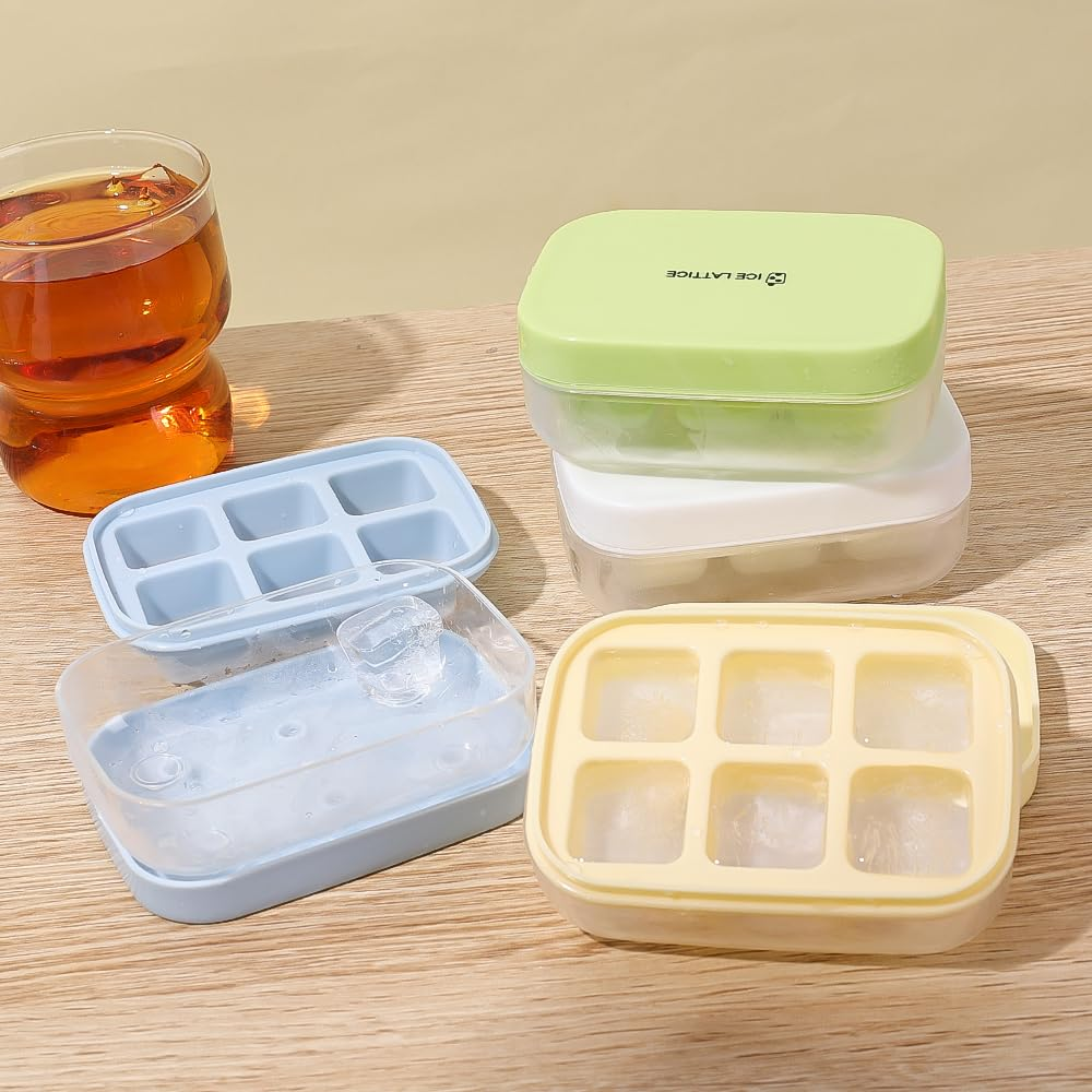 Small Pop-up Ice Cube Tray, 6 Compartment Ice Cube Tray(Blue, 4 Piece)