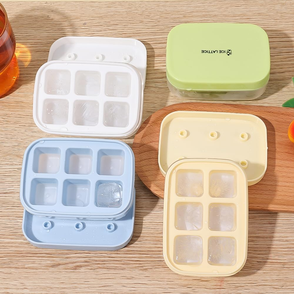 Small Pop-up Ice Cube Tray, 6 Compartment Ice Cube Tray(Blue, 4 Piece)