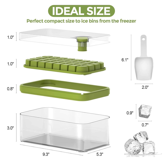 ice Cube Tray with Lid Bin and Ice Shovel Square