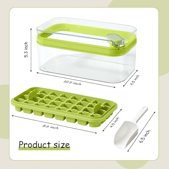 ice Cube Tray with Lid Bin and Ice Shovel Square