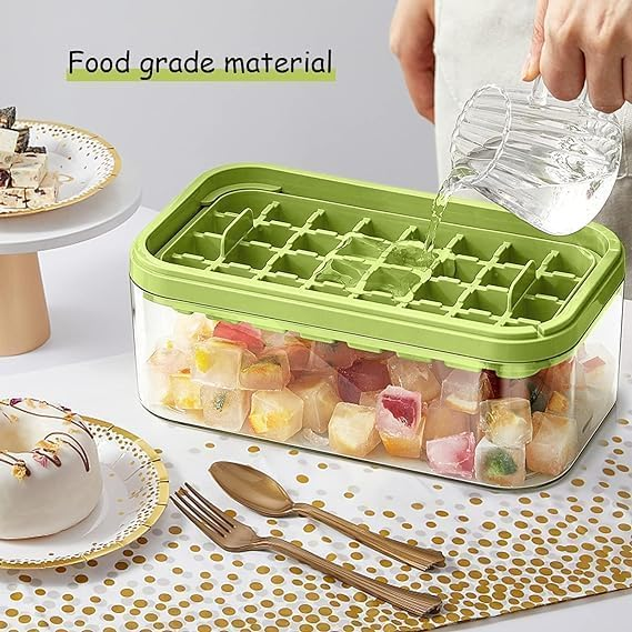 ice Cube Tray with Lid Bin and Ice Shovel Square