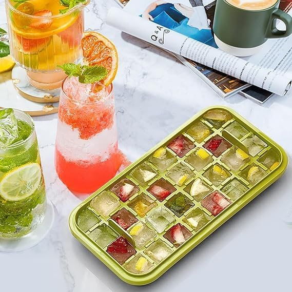 ice Cube Tray with Lid Bin and Ice Shovel Square