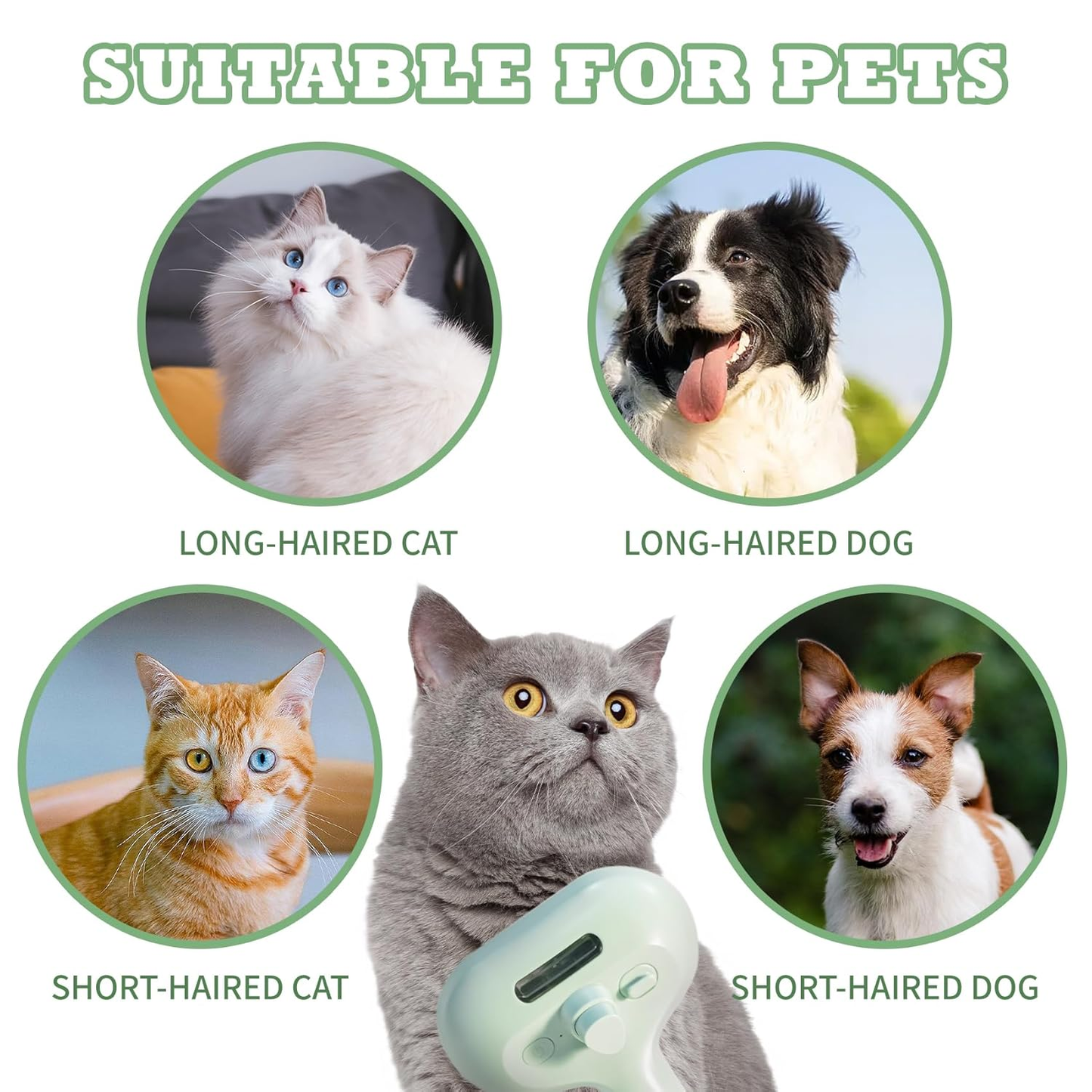 2 in 1 Spray Cat Brush for Shedding(GREEN)