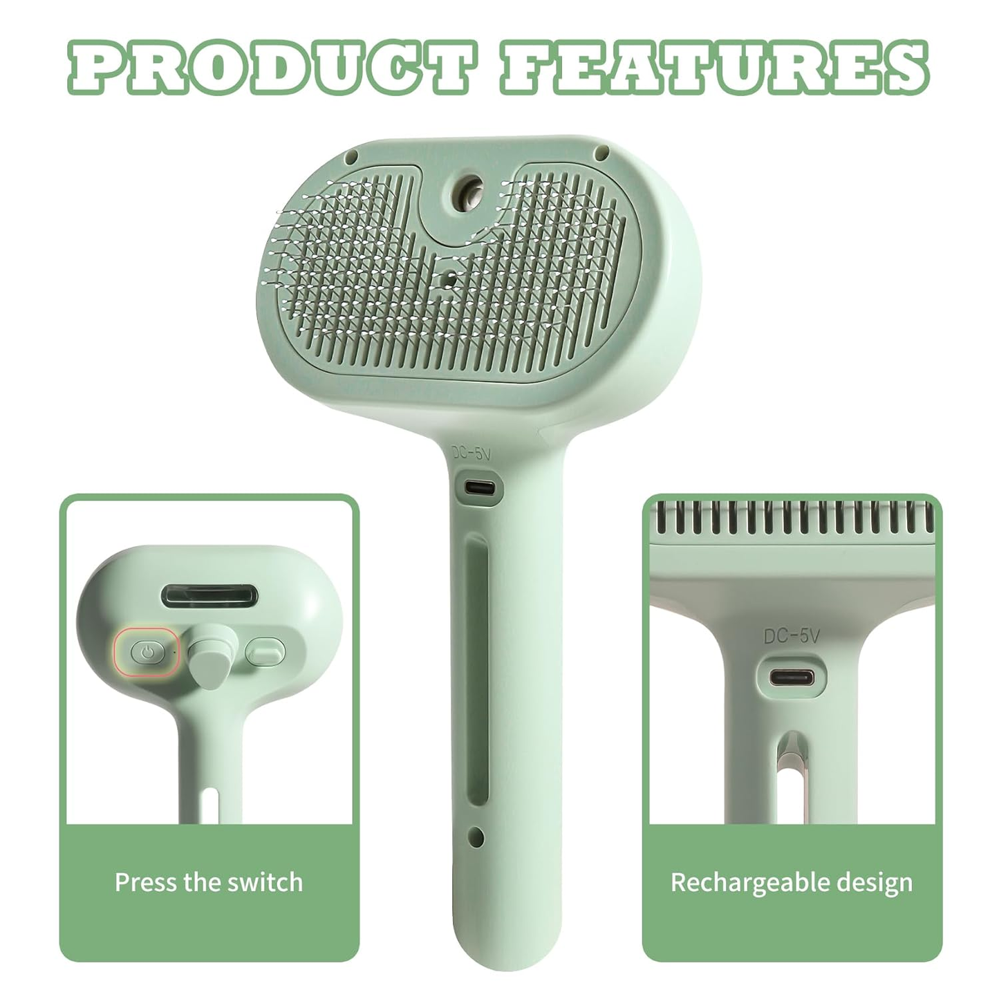 2 in 1 Spray Cat Brush for Shedding(GREEN)