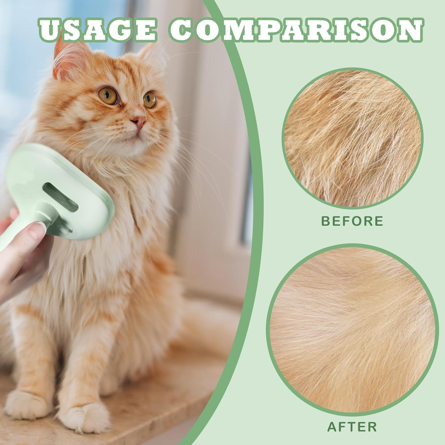 2 in 1 Spray Cat Brush for Shedding(GREEN)