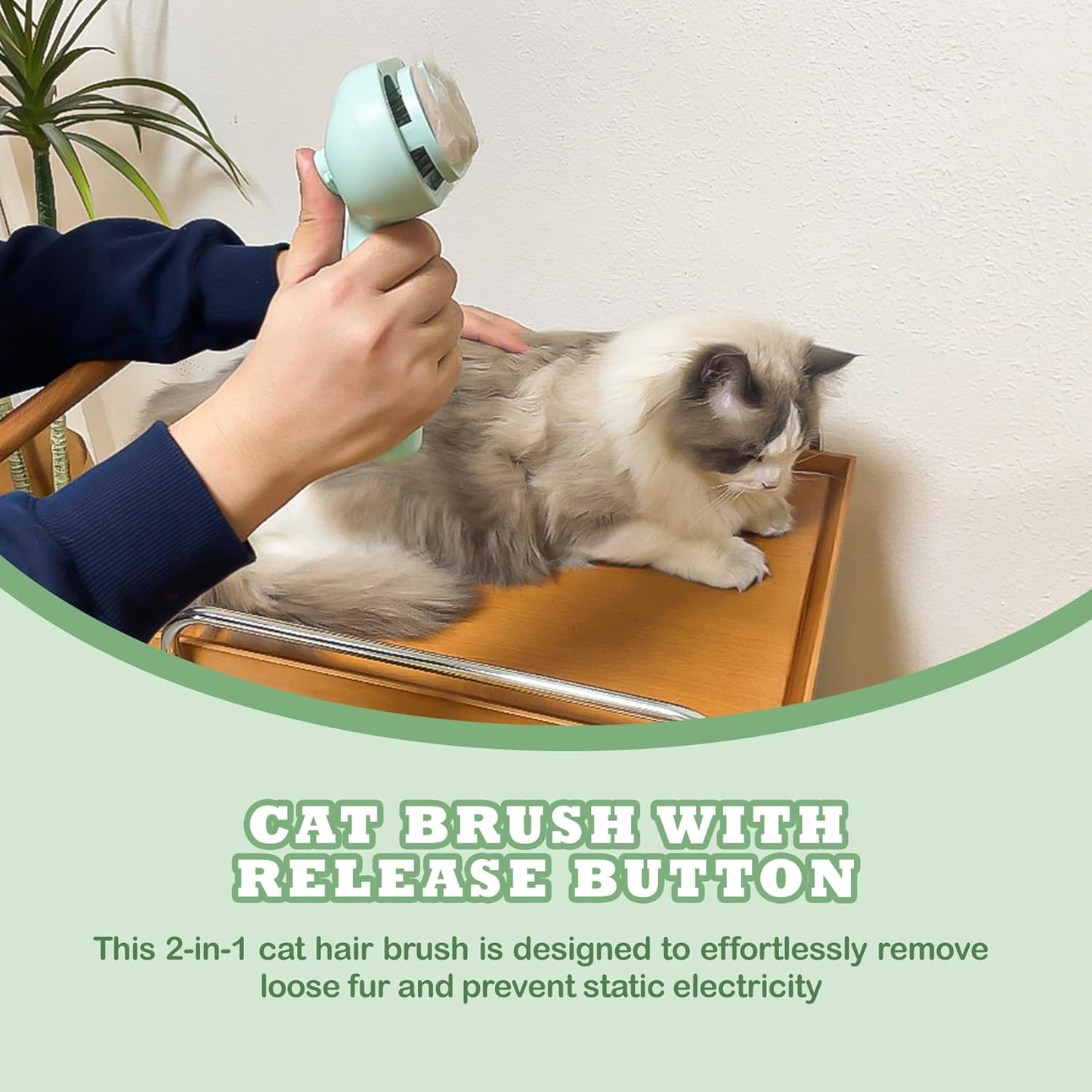 2 in 1 Spray Cat Brush for Shedding(GREEN)