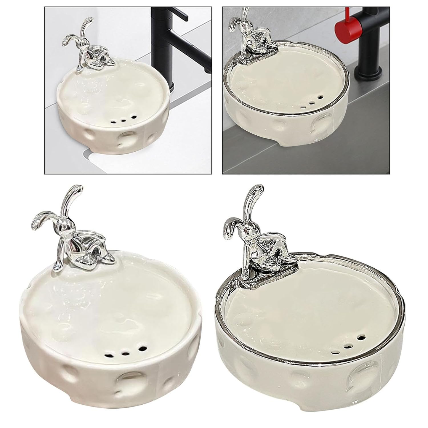 Soap Dish with Drainage Rabbit Decor Soap Saver for Shower Bath 1 Soap Dish