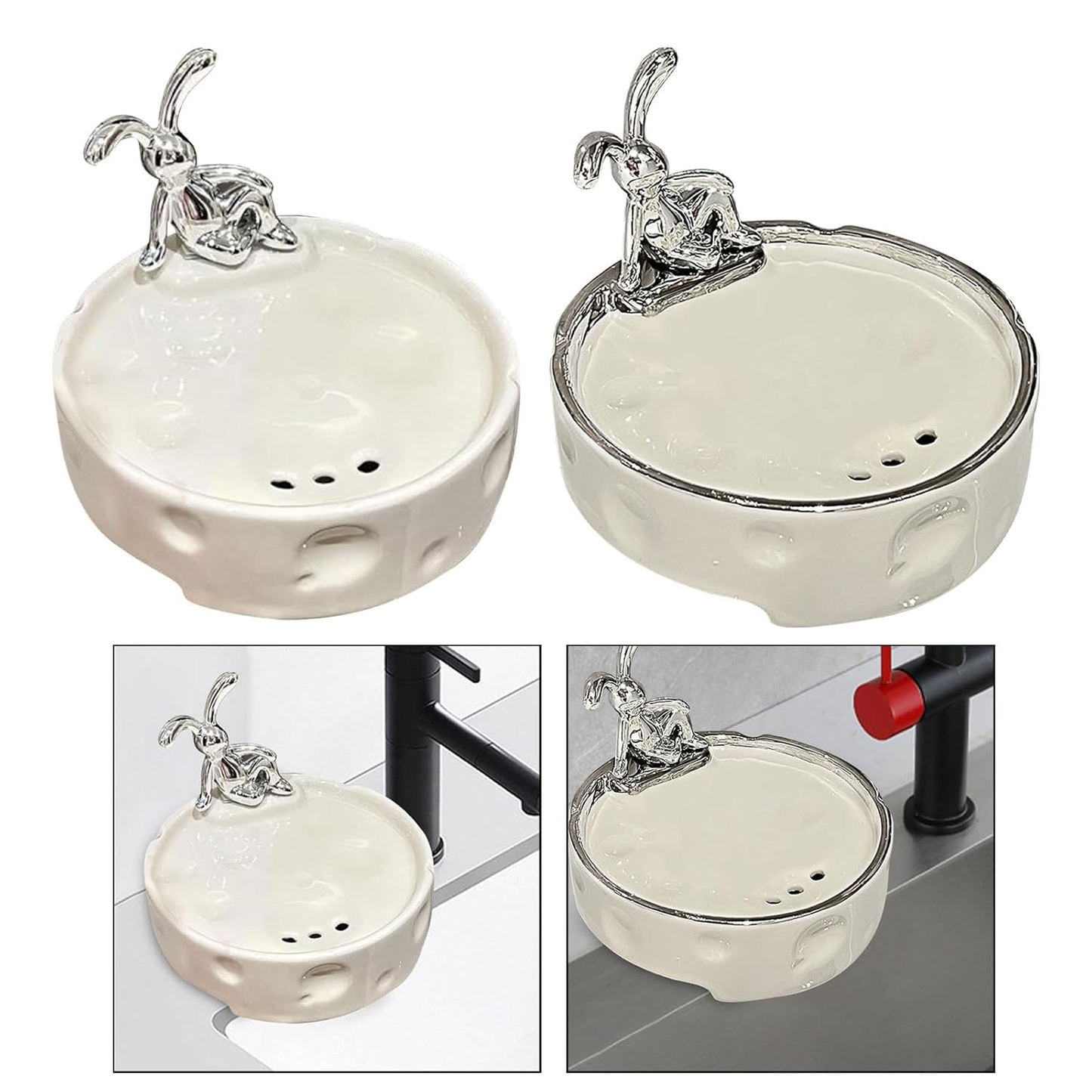 Soap Dish with Drainage Rabbit Decor Soap Saver for Shower Bath 1 Soap Dish