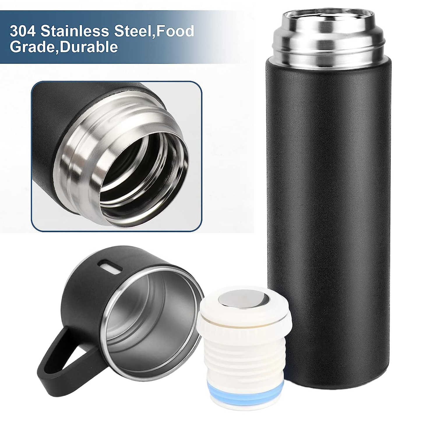 Gift Item Thermos Bottle Vacuum hot Flask with 2 Tea Coffee Cups Set