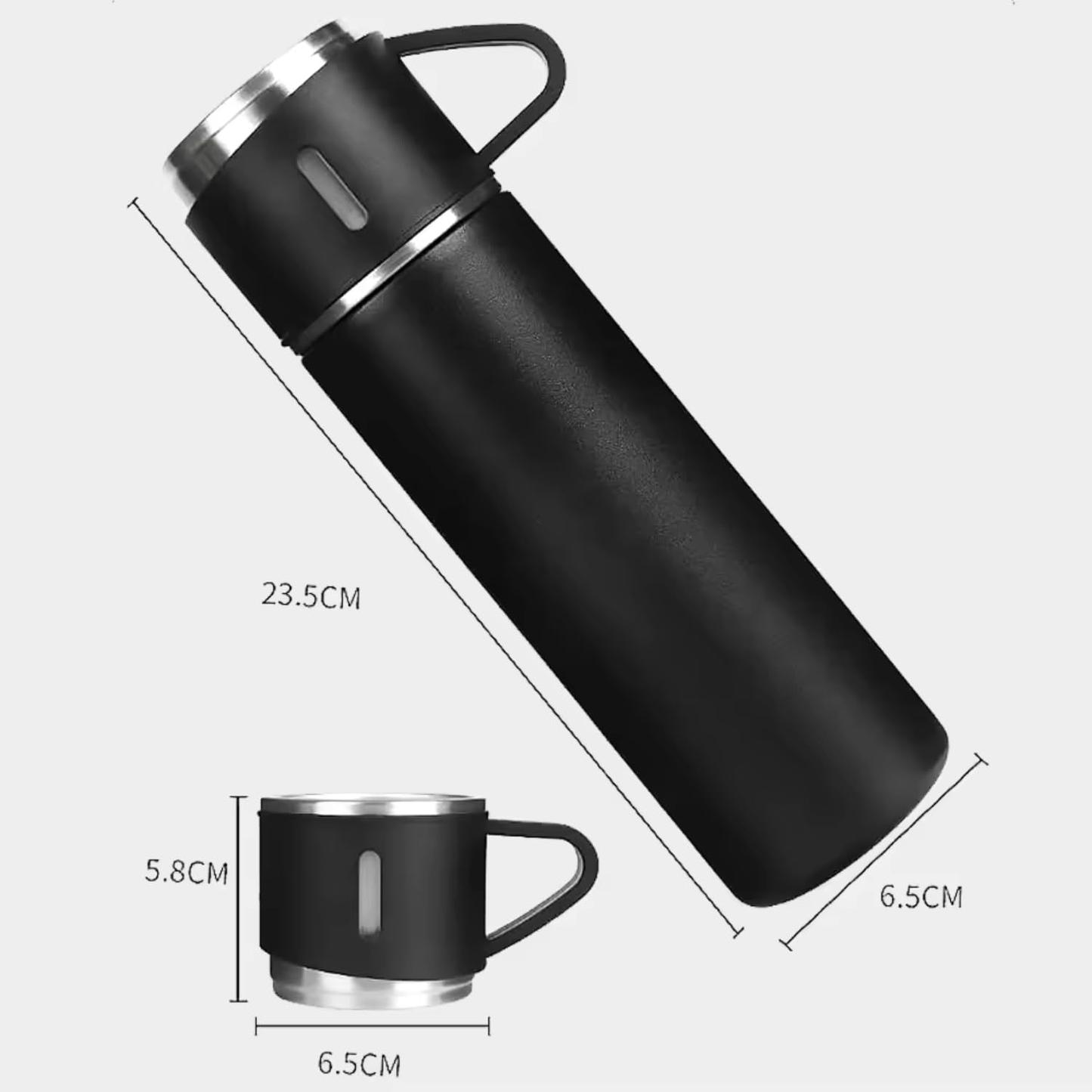 Gift Item Thermos Bottle Vacuum hot Flask with 2 Tea Coffee Cups Set