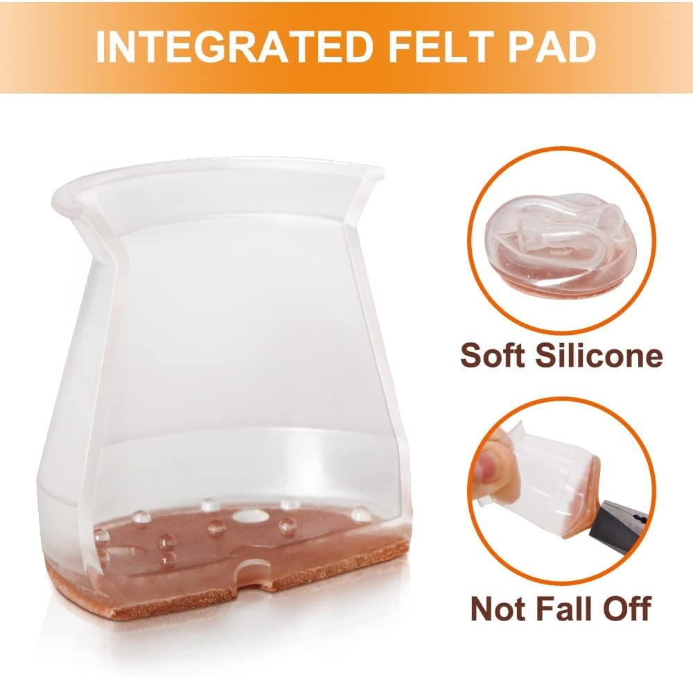 12 Pcs Silicone Chair Leg Floor Protectors (Clear, Large)